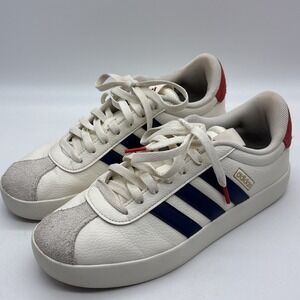adidas Women's VL Court 3.0 Tennis Shoes Sz 8.5 White Dark Blue Scarlet IE3628